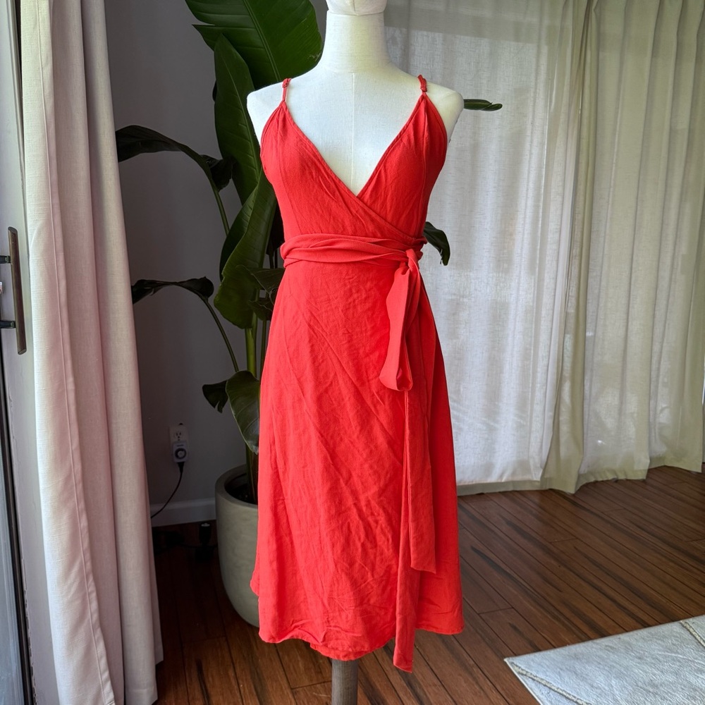 ❤️ FOREVER 21 Fire Red Wrap Dress – Size M